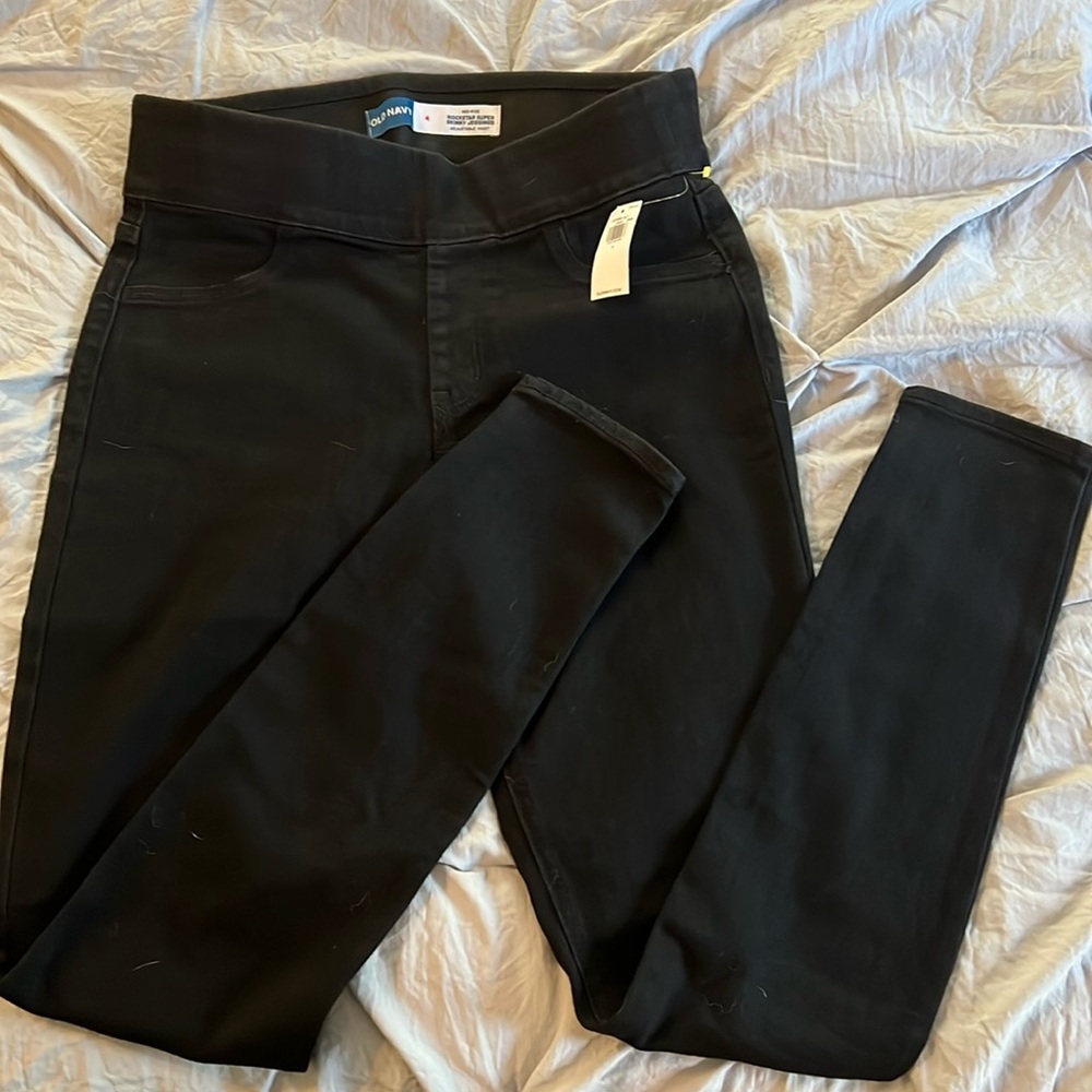 Old Navy Jeggings Adj Waist Midrise Rockstar Super Skinny Size 4 NWT